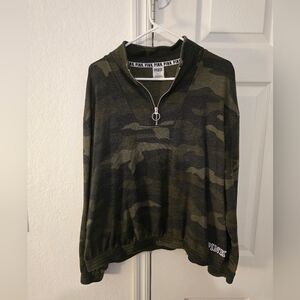Victoria's Secret PINK Quarter Zip Military Camo Pullover